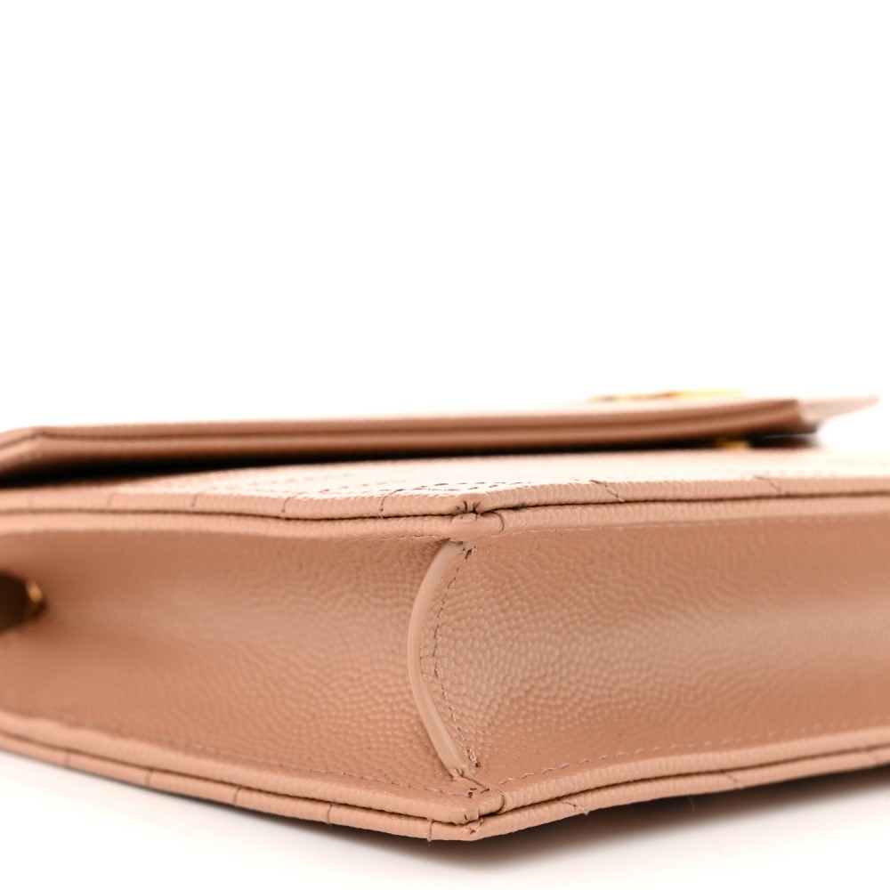 Grain De Poudre Matelasse Chevron Monogram Envelope Chain Wallet Vintage Peach Grain De Poudre Matelasse Chevron Monogram Envelope Chain Wallet Vintage Peach