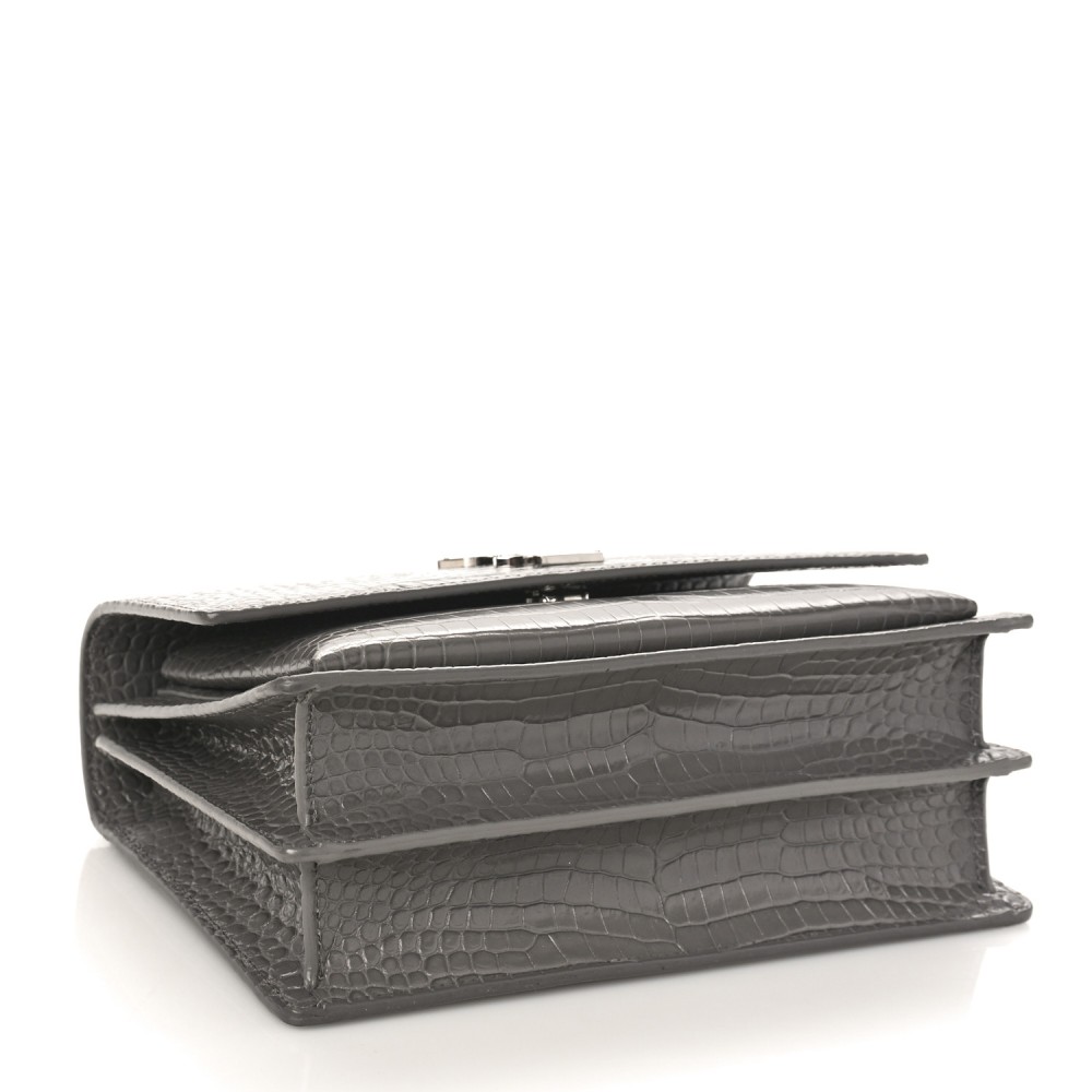 Calfskin Crocodile Embossed Medium Monogram Sunset Fog Calfskin Crocodile Embossed Medium Monogram Sunset Fog