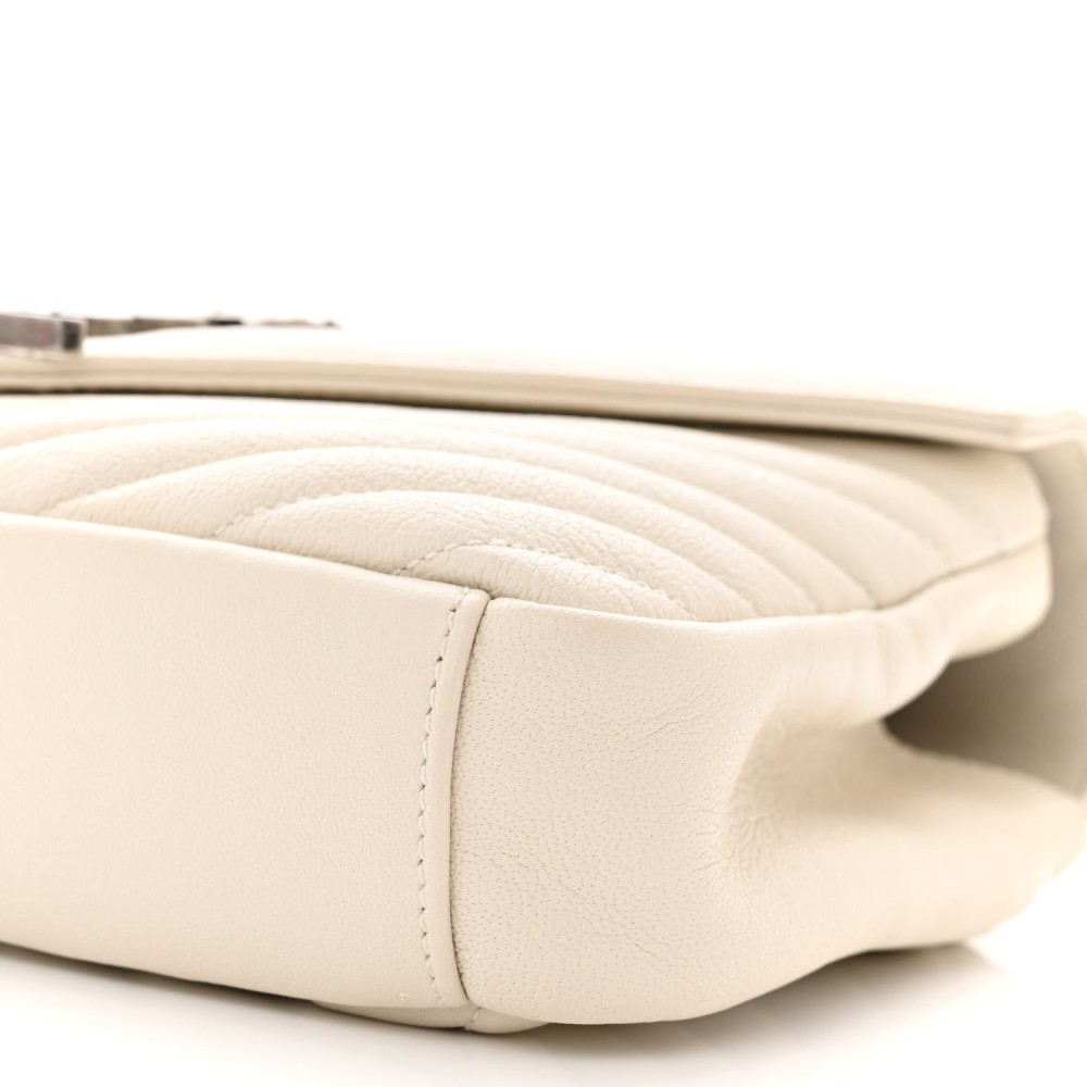 Sheepskin Matelasse Chevron Monogram Medium College Bag Dove White Sheepskin Matelasse Chevron Monogram Medium College Bag Dove White