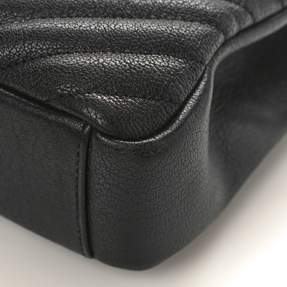 Sheepskin Matelasse Chevron Monogram Medium College Bag Black Sheepskin Matelasse Chevron Monogram Medium College Bag Black