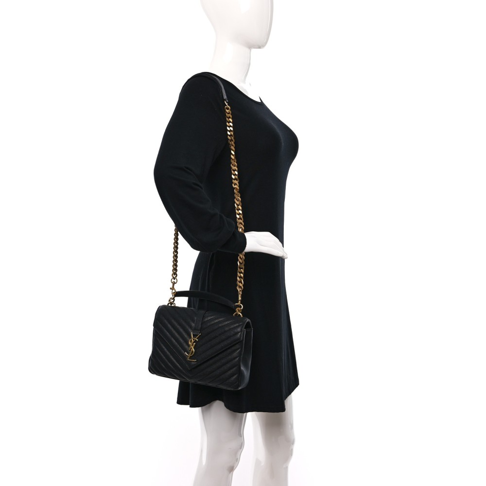 Sheepskin Matelasse Chevron Monogram Medium College Bag Black Sheepskin Matelasse Chevron Monogram Medium College Bag Black