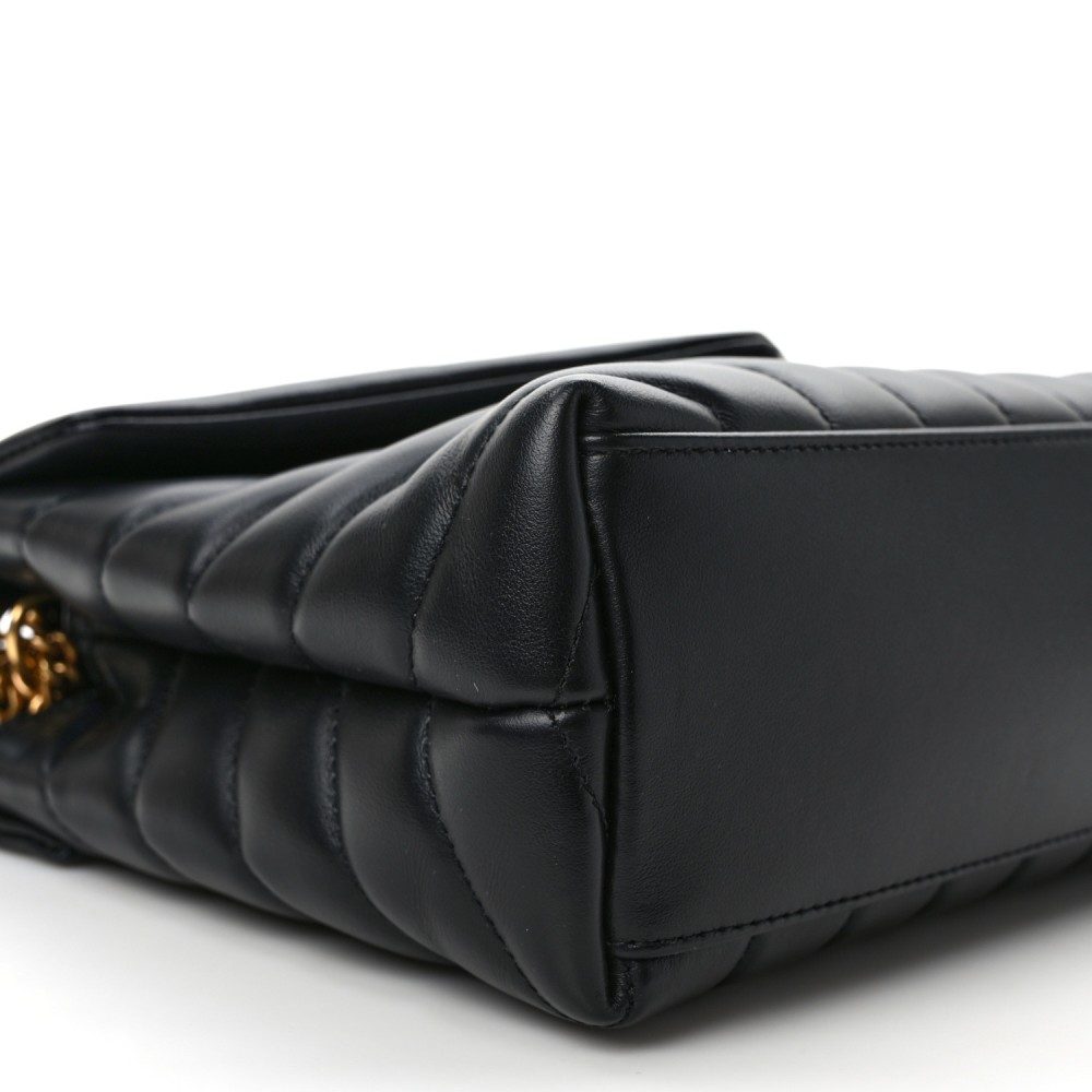 Calfskin Y Quilted Monogram Small Loulou Chain Satchel Black Calfskin Y Quilted Monogram Small Loulou Chain Satchel Black