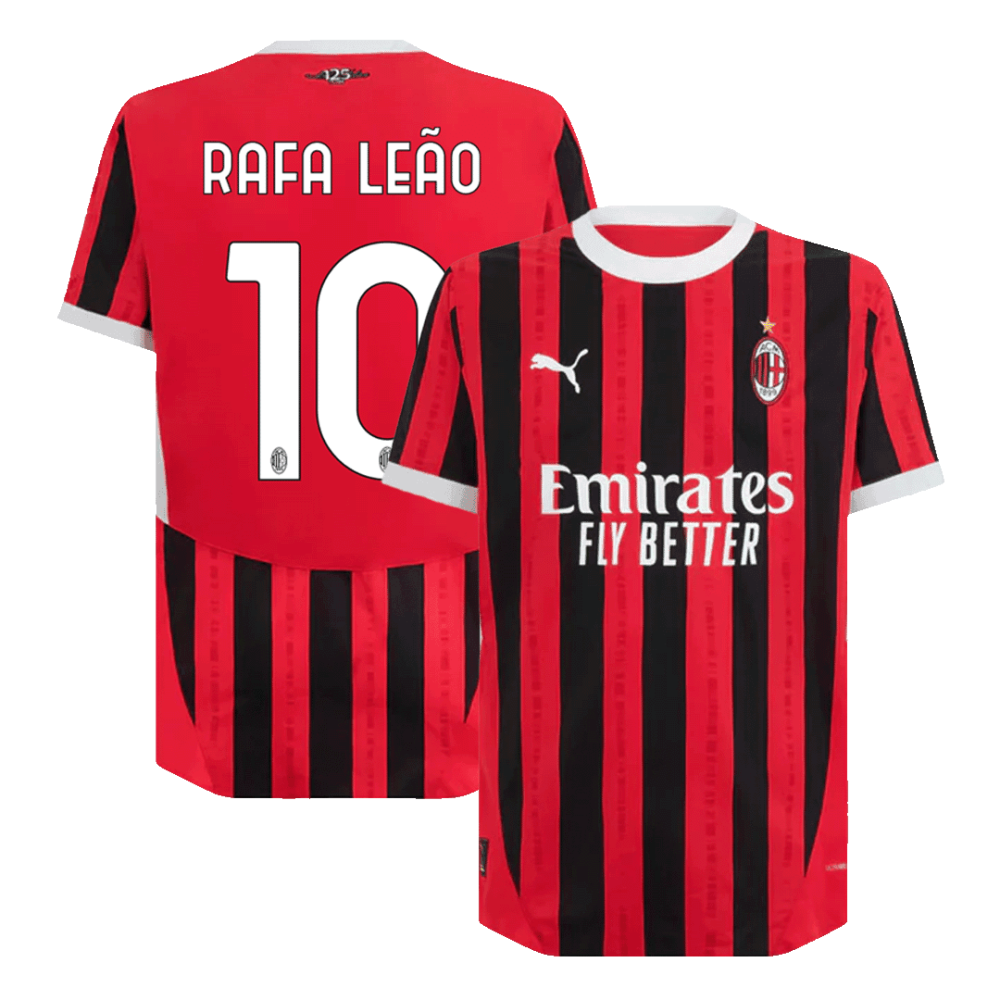 RAFA LEÃO #10 AC Milan Home Players Version Soccer Jersey 2024/25 - UCL RAFA LEÃO #10 AC Milan Home Players Version Soccer Jersey 2024/25 - UCL
