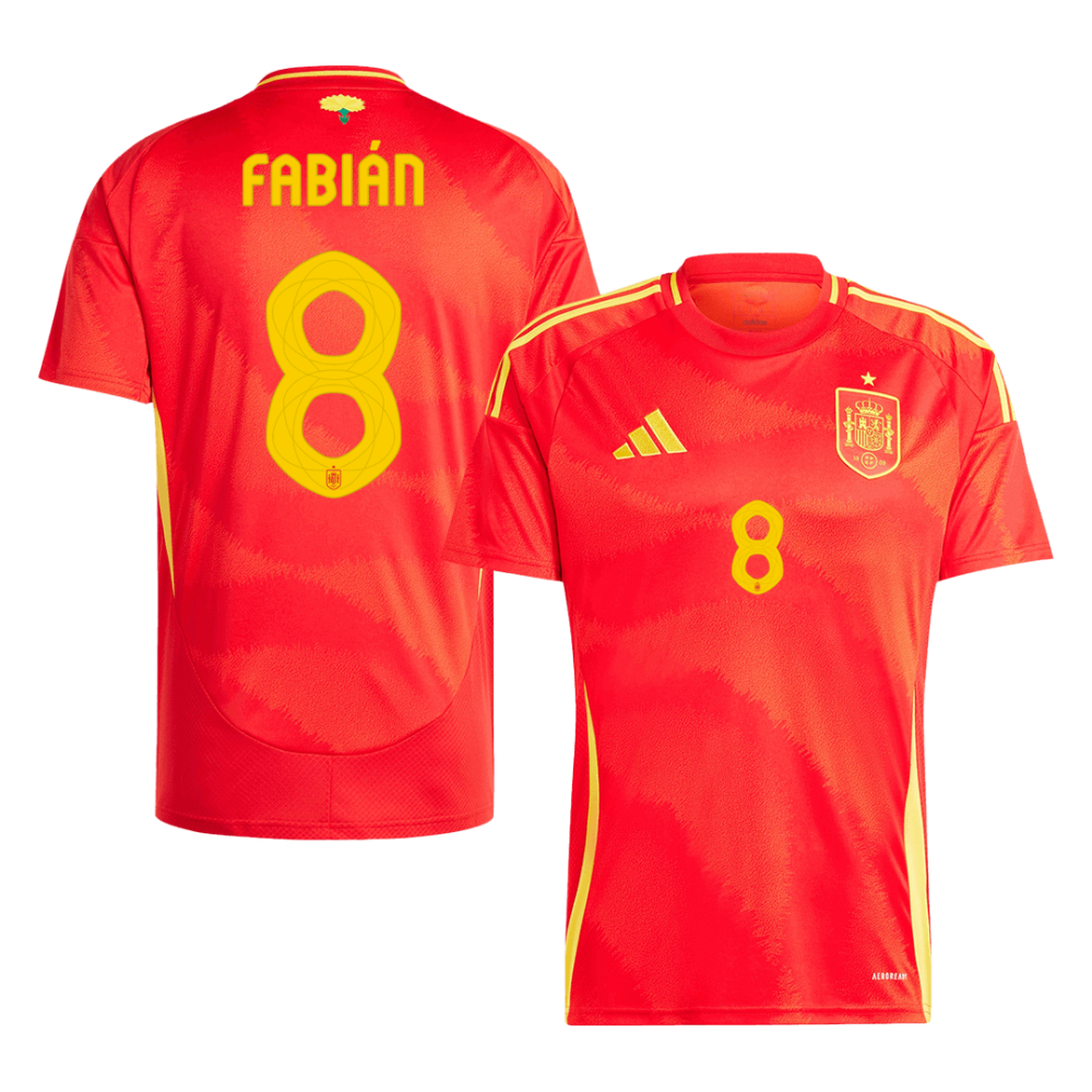 FABIÁN #8 Spain Home Soccer Jersey EURO 2024 FABIÁN #8 Spain Home Soccer Jersey EURO 2024