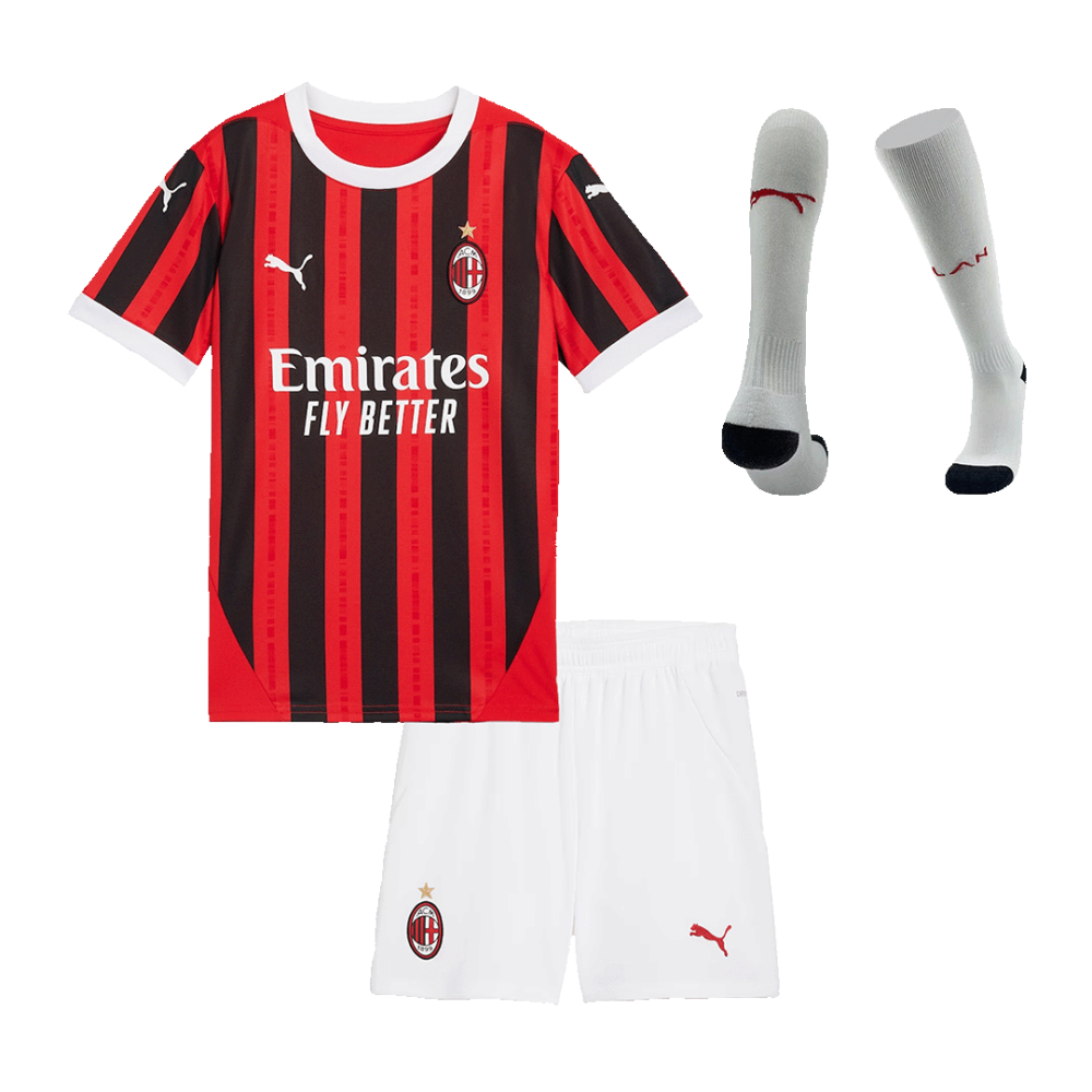 AC Milan Home Kids Soccer Jerseys Full Kit 2024/25 AC Milan Home Kids Soccer Jerseys Full Kit 2024/25