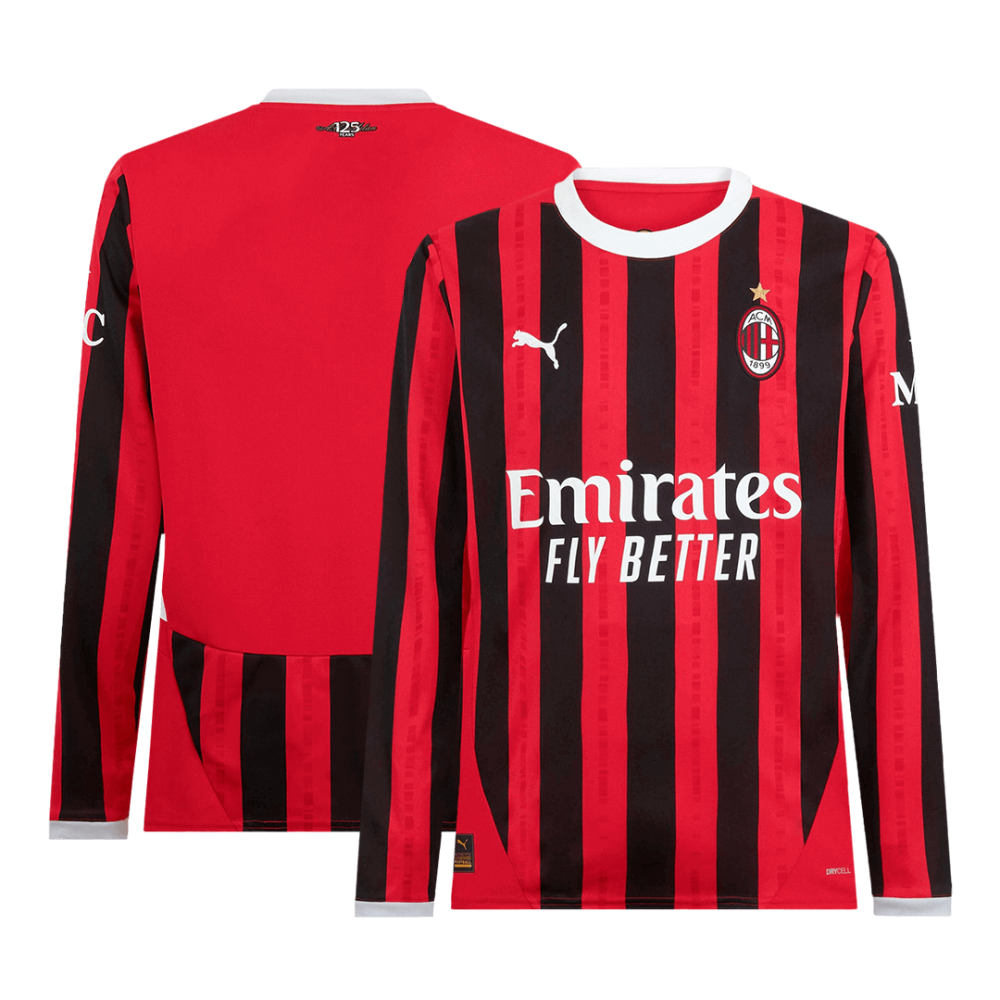 AC Milan Home Long Sleeve Soccer Jersey 2024/25 AC Milan Home Long Sleeve Soccer Jersey 2024/25