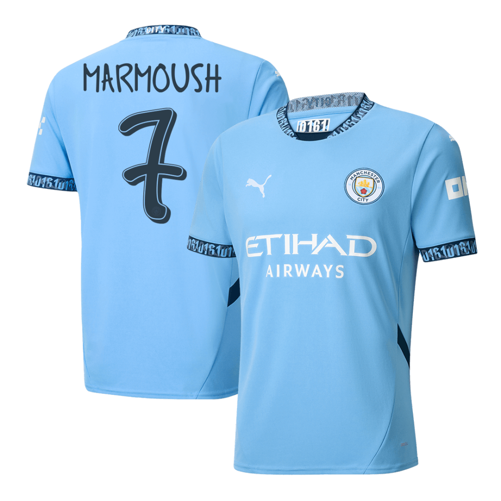 MARMOUSH #7 Manchester City Home Soccer Jersey 2024/25 - UCL MARMOUSH #7 Manchester City Home Soccer Jersey 2024/25 - UCL