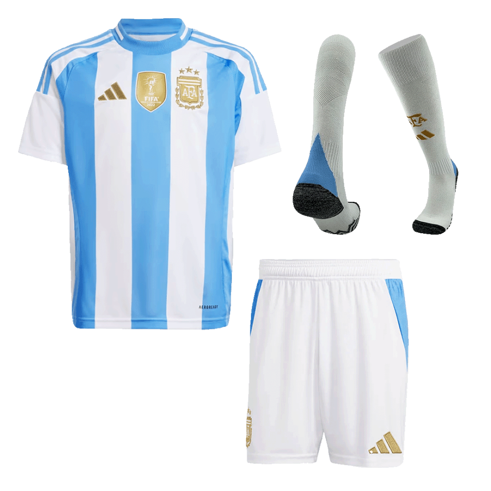 Argentina Home Kids Soccer Jerseys Full Kit 2024 Argentina Home Kids Soccer Jerseys Full Kit 2024