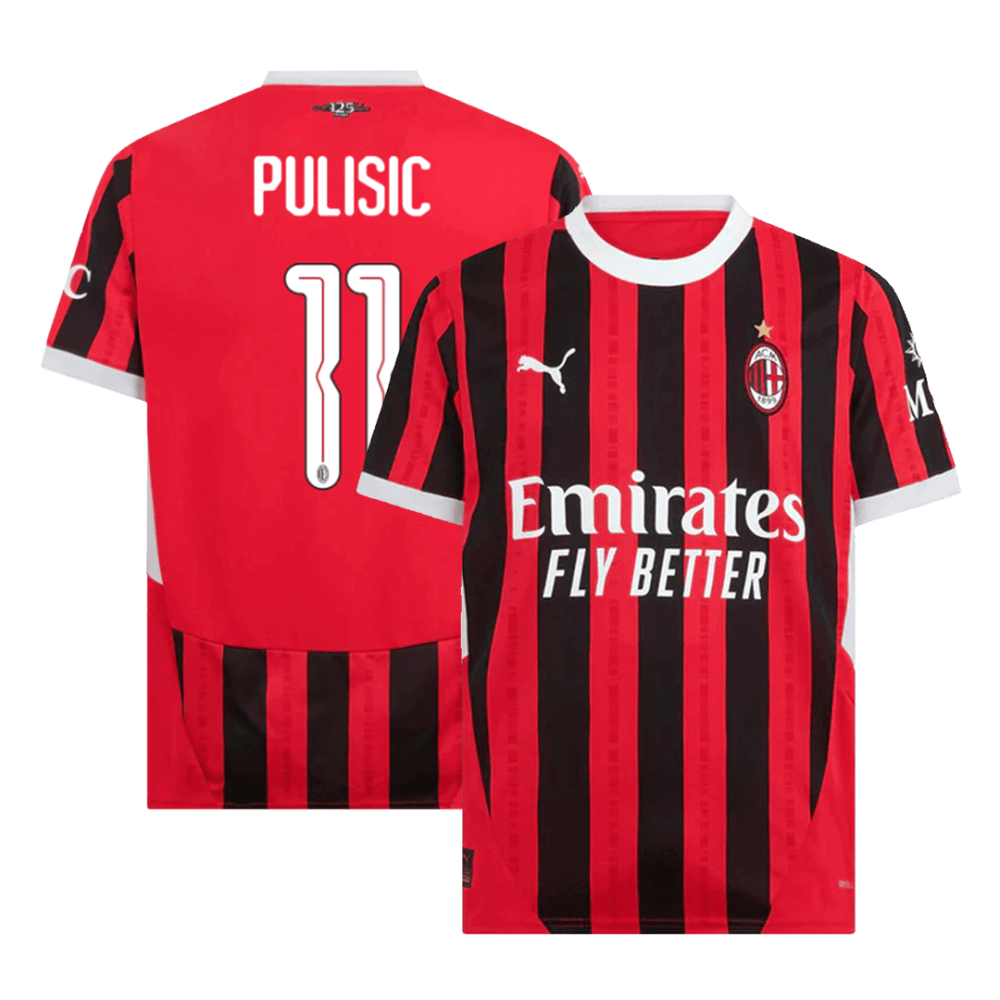 PULISIC #11 AC Milan Home Soccer Jersey 2024/25 - UCL PULISIC #11 AC Milan Home Soccer Jersey 2024/25 - UCL