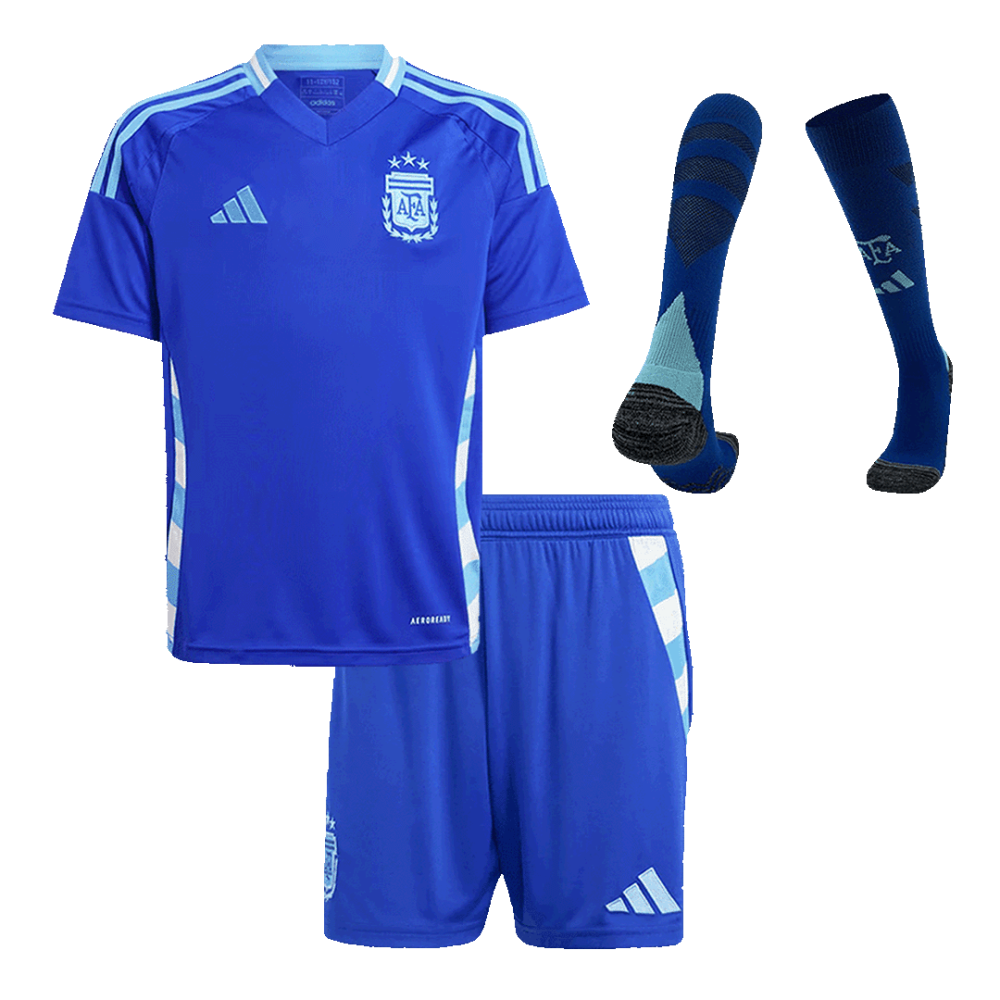 Argentina Away Kids Soccer Jerseys Full Kit Copa America 2024 Argentina Away Kids Soccer Jerseys Full Kit Copa America 2024