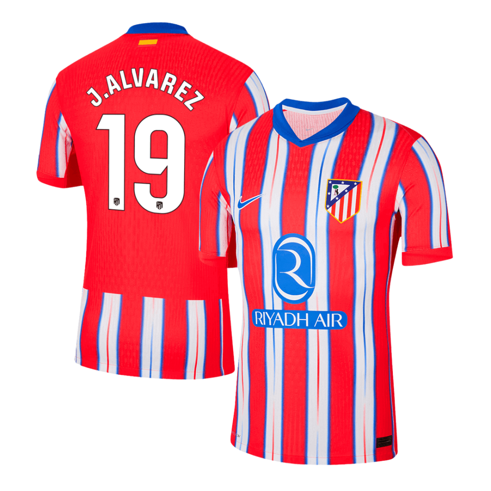 J.ALVAREZ #19 Atletico Madrid Home Players Version Soccer Jersey 2024/25 J.ALVAREZ #19 Atletico Madrid Home Players Version Soccer Jersey 2024/25