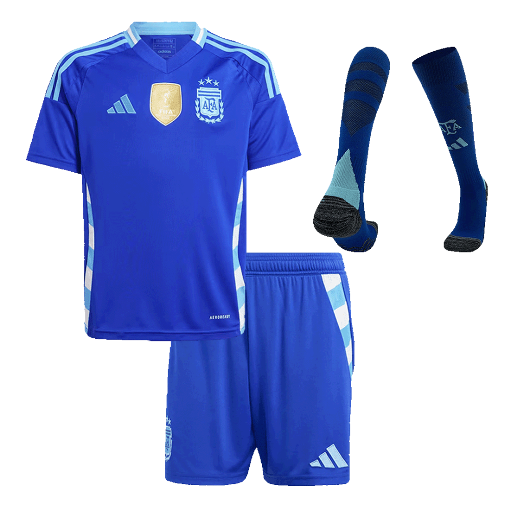 Argentina Away Kids Soccer Jerseys Full Kit 2024 Argentina Away Kids Soccer Jerseys Full Kit 2024