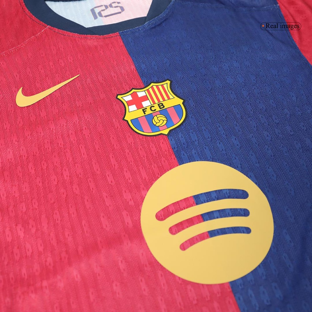 F.DE JONG #21 Barcelona Home Players Version Soccer Jersey 2024/25 - Spotify Logo Without Text