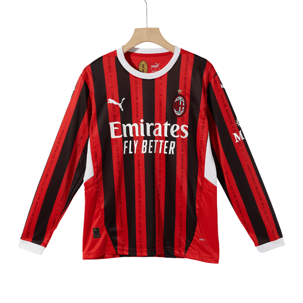 AC Milan Home Long Sleeve Soccer Jersey 2024/25 AC Milan Home Long Sleeve Soccer Jersey 2024/25