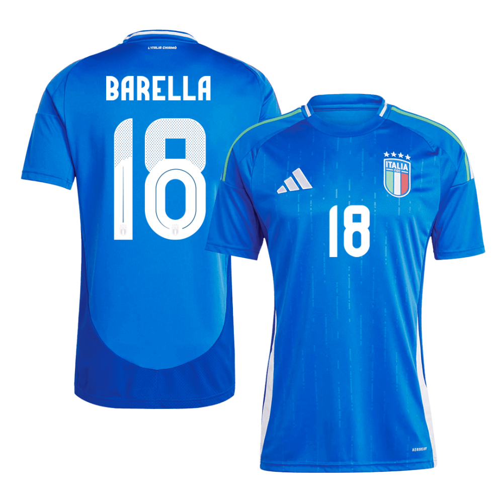 BARELLA #18 Italy Home Soccer Jersey EURO 2024 BARELLA #18 Italy Home Soccer Jersey EURO 2024