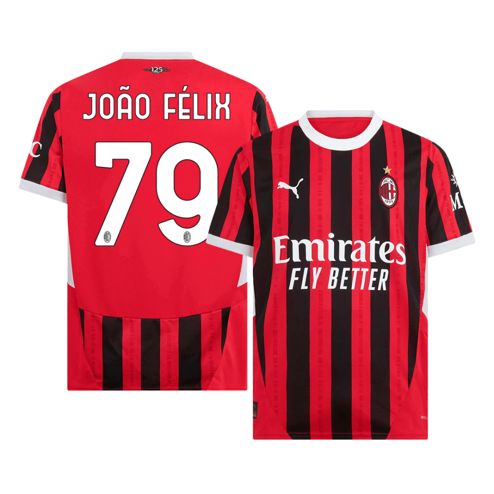 JOÃO FÉLIX #79 AC Milan Home Soccer Jersey 2024/25 JOÃO FÉLIX #79 AC Milan Home Soccer Jersey 2024/25