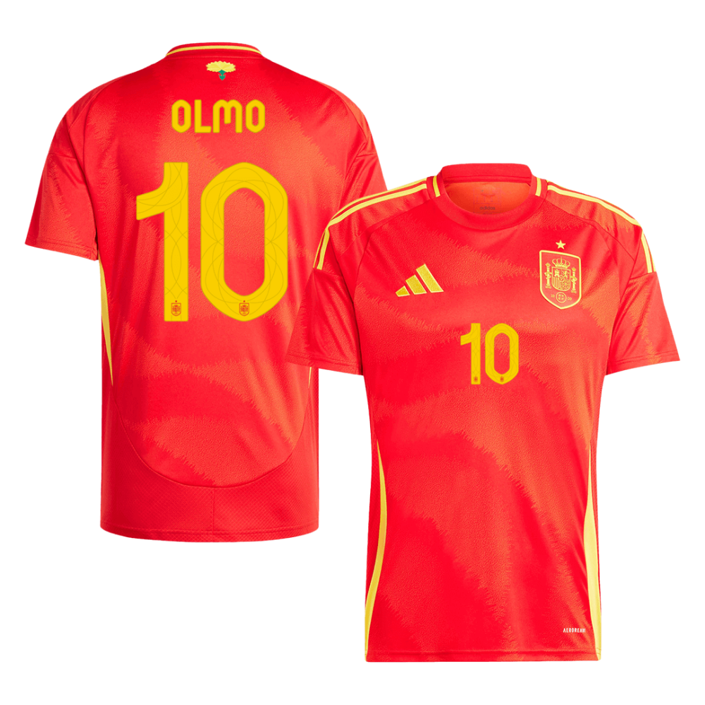 OLMO #10 Spain Home Soccer Jersey EURO 2024 OLMO #10 Spain Home Soccer Jersey EURO 2024