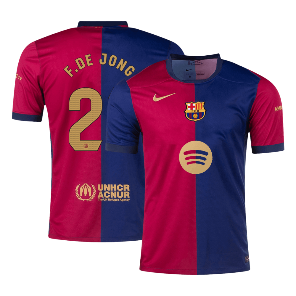 F.DE JONG #21 Barcelona Home Soccer Jersey 2024/25 - Spotify Logo Without Text
