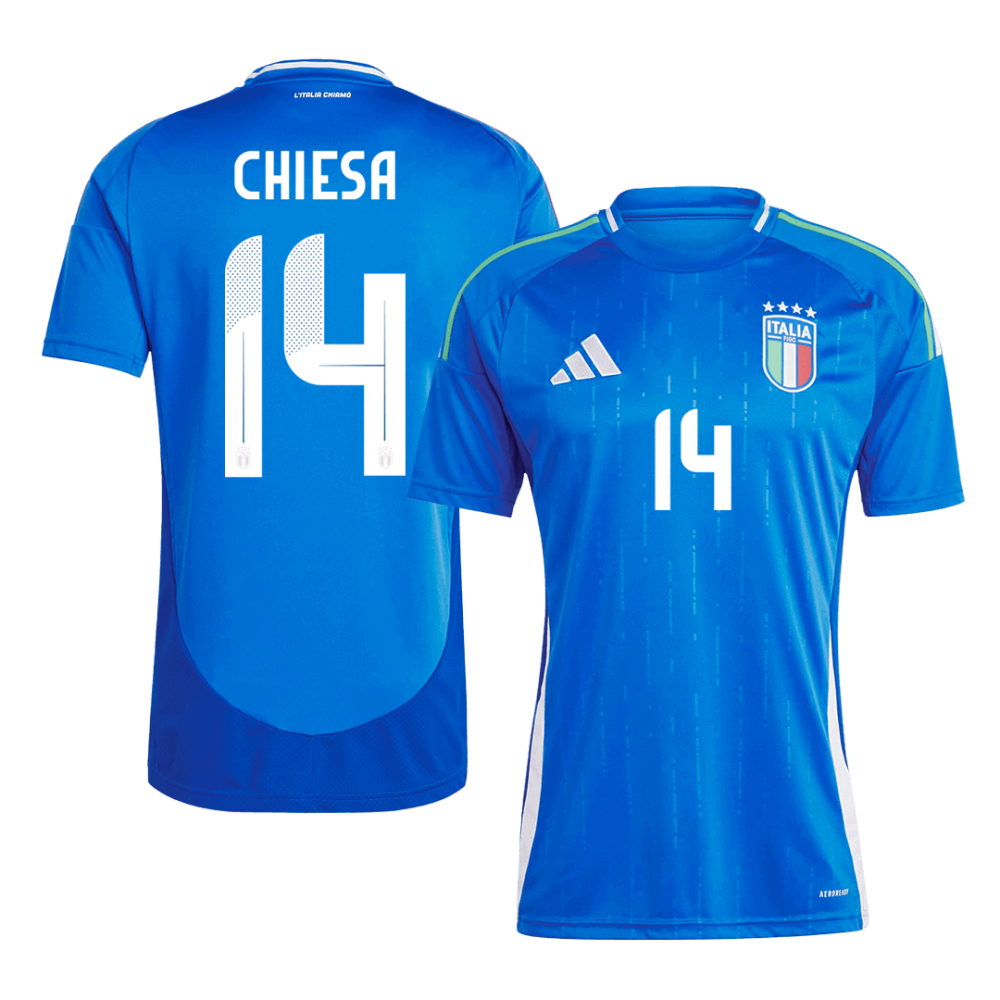CHIESA #14 Italy Home Soccer Jersey EURO 2024 CHIESA #14 Italy Home Soccer Jersey EURO 2024