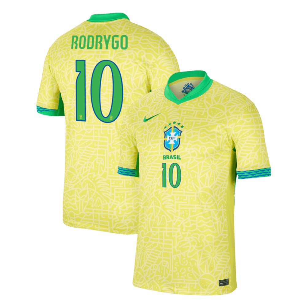 RODRYGO #10 Brazil Home Soccer Jersey Copa America 2024