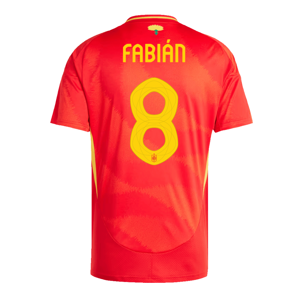 FABIÁN #8 Spain Home Soccer Jersey EURO 2024 FABIÁN #8 Spain Home Soccer Jersey EURO 2024