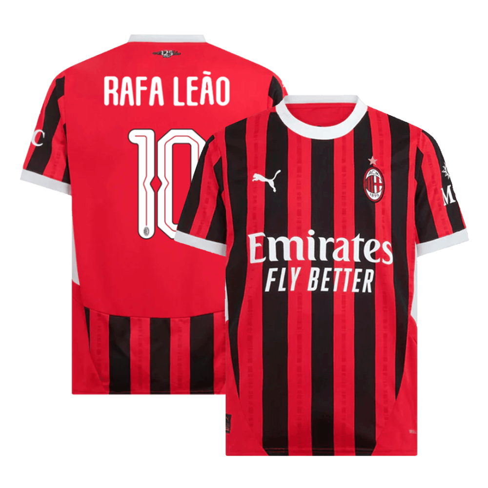 RAFA LEÃO #10 AC Milan Home Soccer Jersey 2024/25 - UCL RAFA LEÃO #10 AC Milan Home Soccer Jersey 2024/25 - UCL