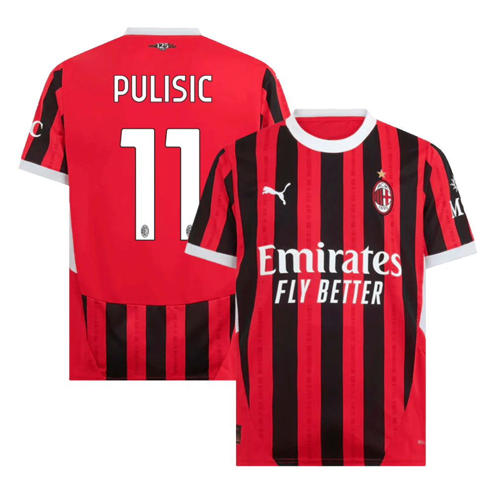 PULISIC #11 AC Milan Home Soccer Jersey 2024/25 PULISIC #11 AC Milan Home Soccer Jersey 2024/25