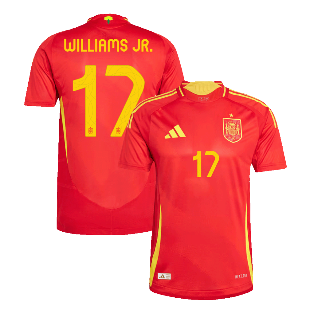 WILLIAMS JR. #17 Spain Home Players Version Soccer Jersey EURO 2024 WILLIAMS JR. #17 Spain Home Players Version Soccer Jersey EURO 2024