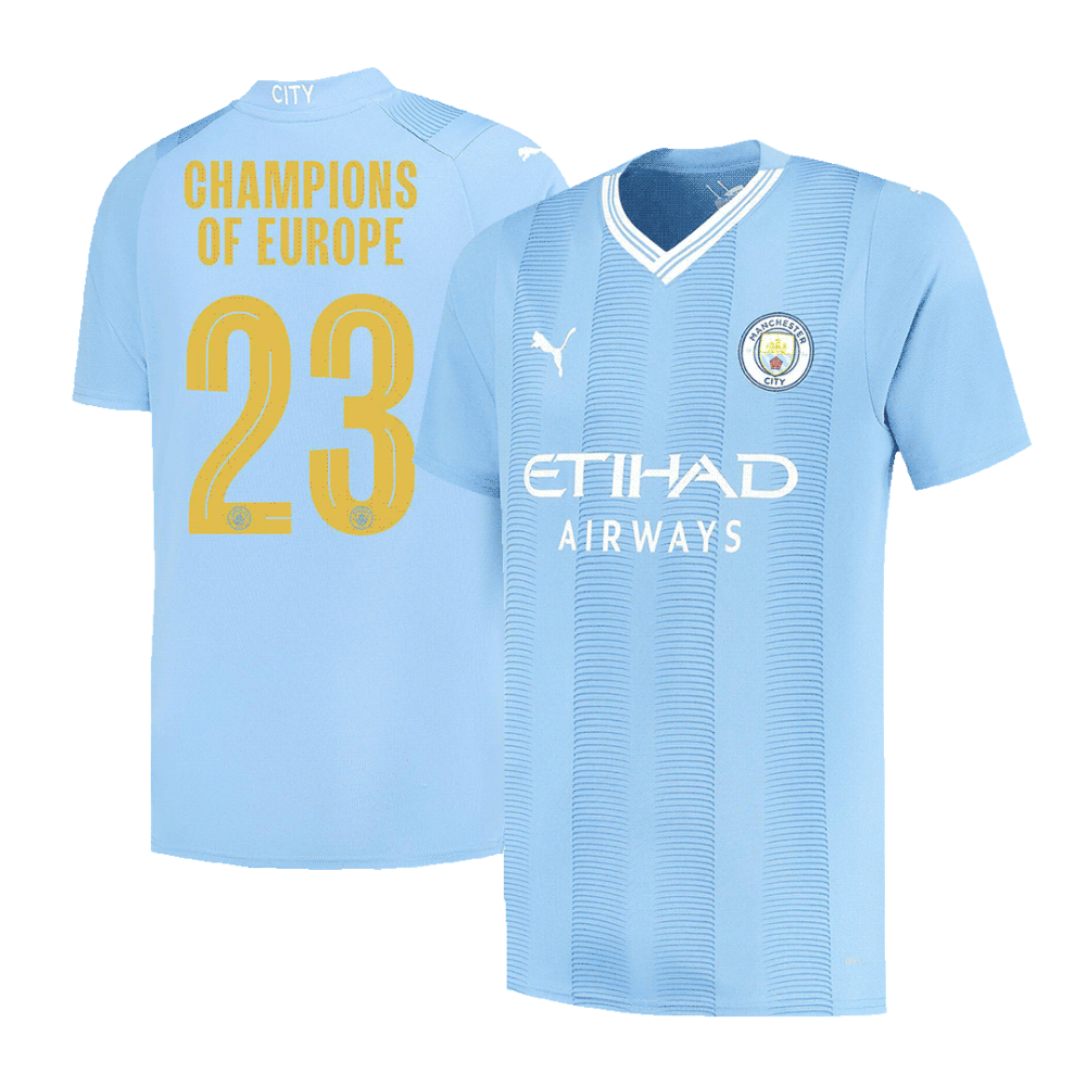 CHAMPIONS OF EUROPE #23 Manchester City Home Jersey 2023/24 CHAMPIONS OF EUROPE #23 Manchester City Home Jersey 2023/24