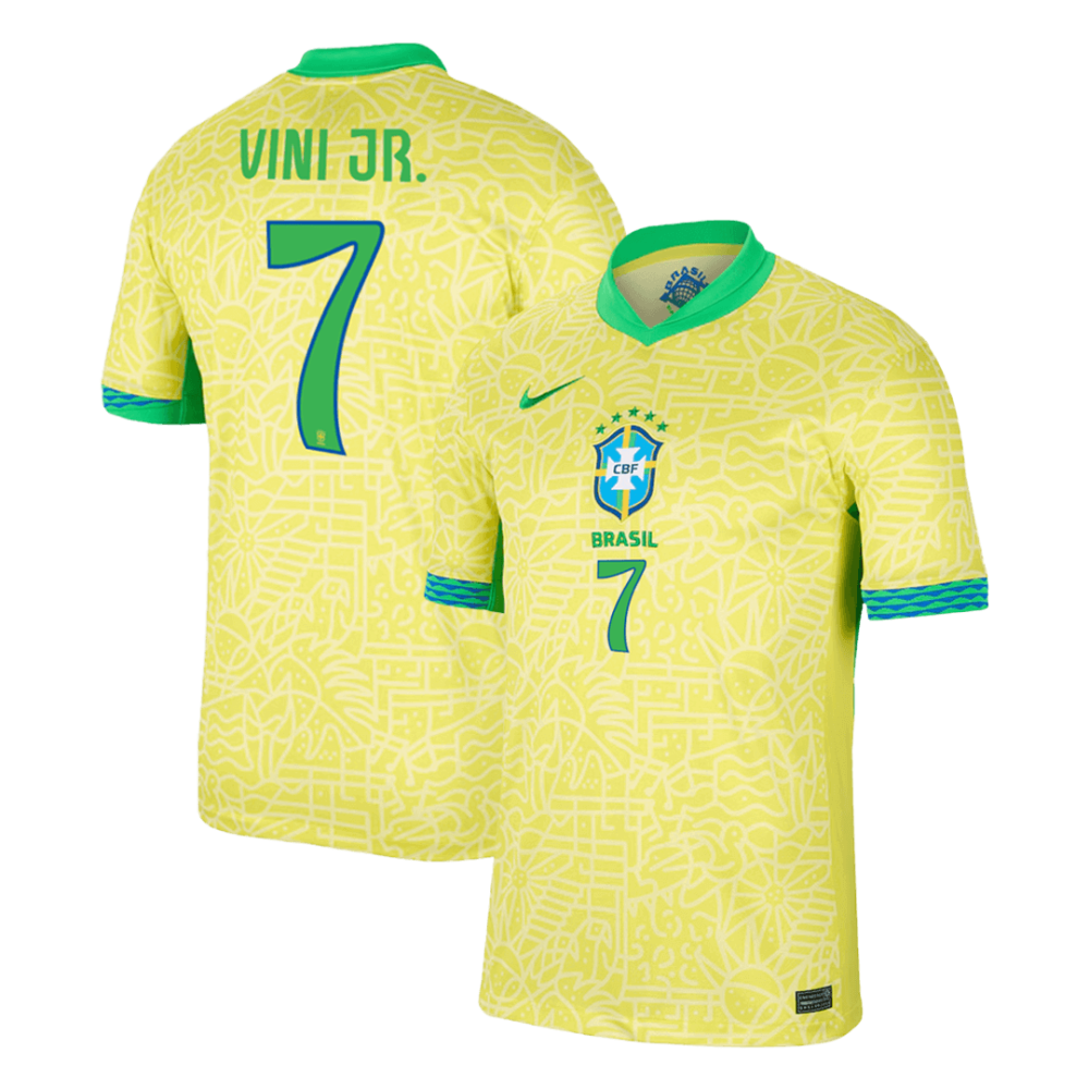 VINI JR. #7 Brazil Home Soccer Jersey Copa America 2024 VINI JR. #7 Brazil Home Soccer Jersey Copa America 2024