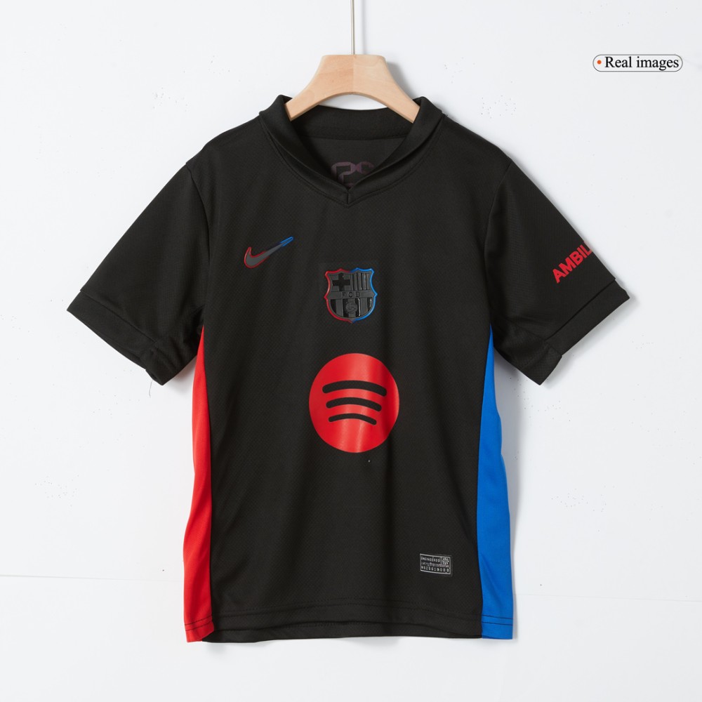 Barcelona Away Kids Soccer Jerseys Kit 2024/25 - Spotify Logo Without Text Barcelona Away Kids Soccer Jerseys Kit 2024/25 - Spotify Logo Without Text