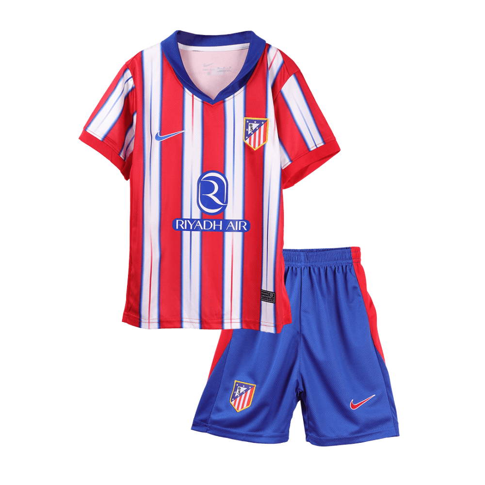 Atletico Madrid Home Kids Soccer Jerseys Kit 2024/25 Atletico Madrid Home Kids Soccer Jerseys Kit 2024/25