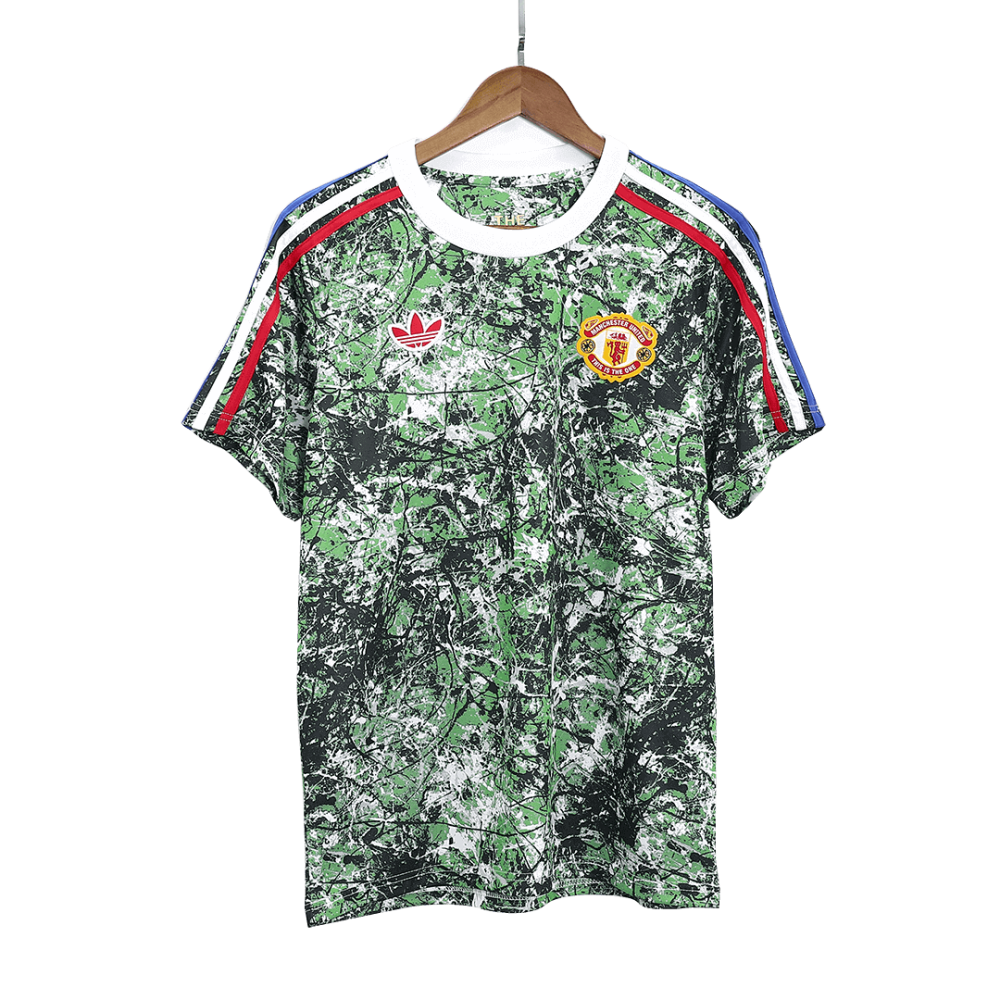 Manchester United X Stone Roses Pre-Match Soccer Jersey 2023/24 Green Manchester United X Stone Roses Pre-Match Soccer Jersey 2023/24 Green