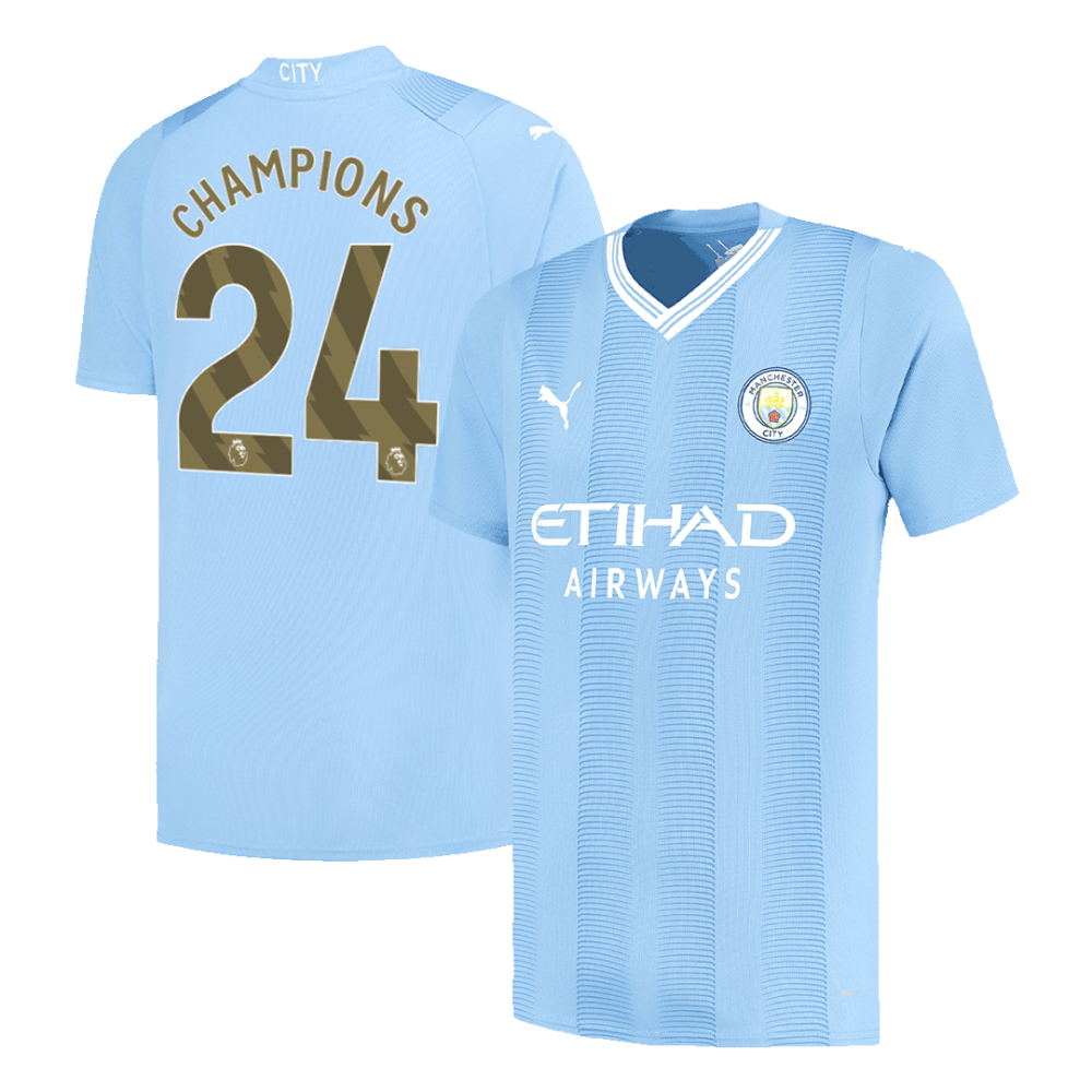 CHAMPIONS #24 Manchester City Home Soccer Jersey 2023/24 CHAMPIONS #24 Manchester City Home Soccer Jersey 2023/24