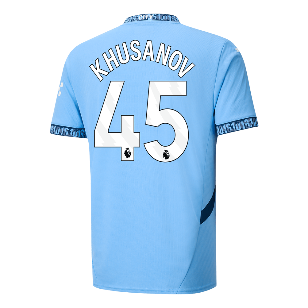 KHUSANOV #45 Manchester City Home Soccer Jersey 2024/25 KHUSANOV #45 Manchester City Home Soccer Jersey 2024/25