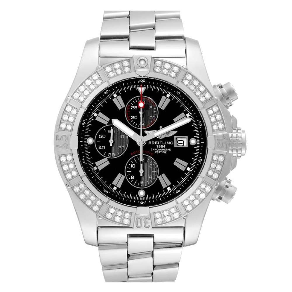 Breitling Super Avenger Chronograph Diamond Steel Mens Watch A13370 Breitling Super Avenger Chronograph Diamond Steel Mens Watch A13370