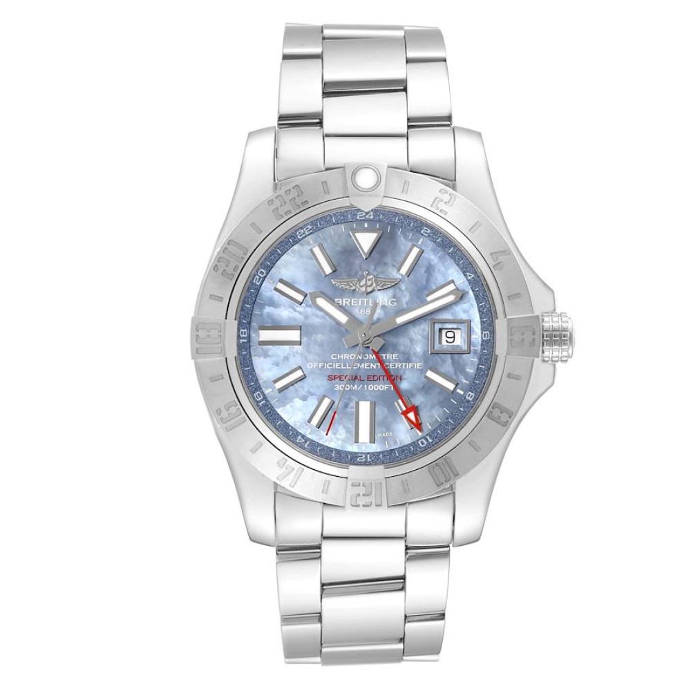 Breitling Avenger II GMT Blue Mother of Pearl Dial Steel Mens Watch A32390 Breitling Avenger II GMT Blue Mother of Pearl Dial Steel Mens Watch A32390