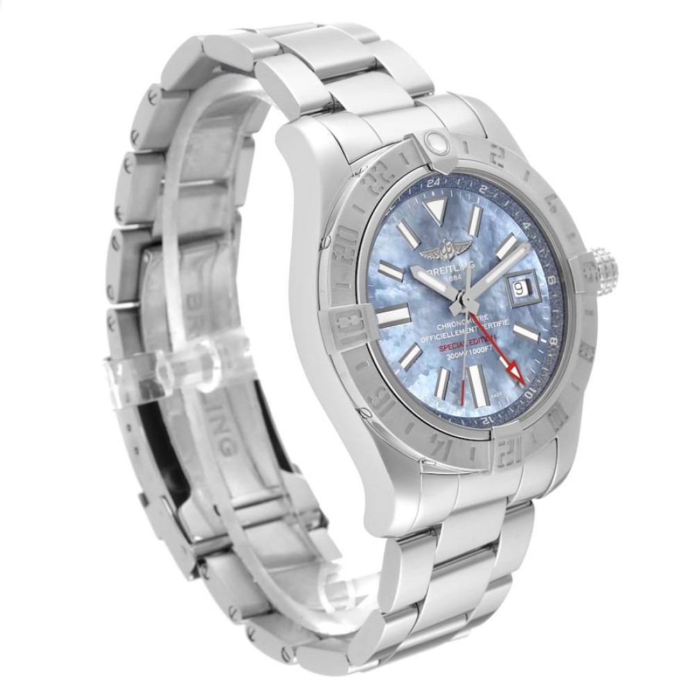 Breitling Avenger II GMT Blue Mother of Pearl Dial Steel Mens Watch A32390 Breitling Avenger II GMT Blue Mother of Pearl Dial Steel Mens Watch A32390