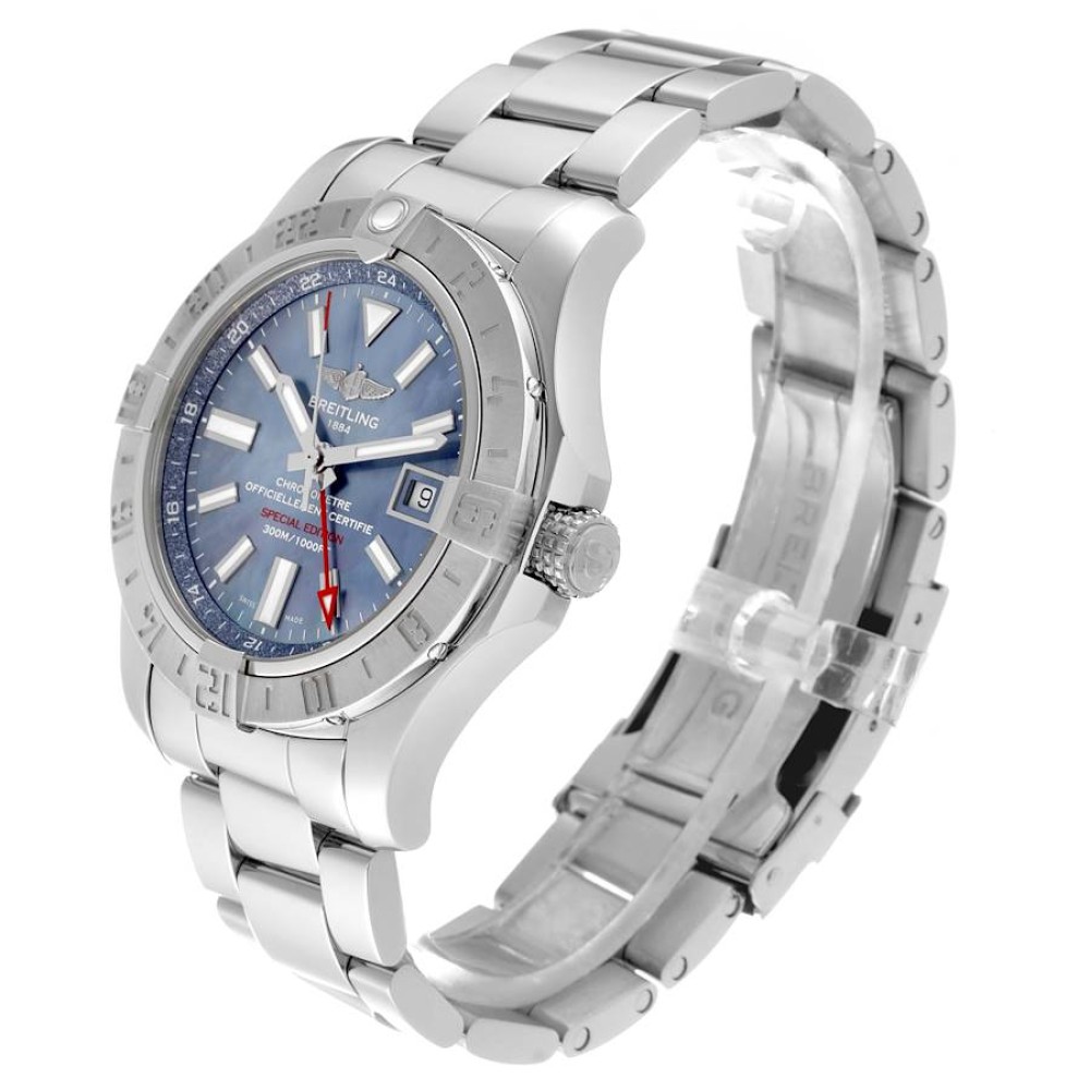 Breitling Avenger II GMT Blue Mother of Pearl Dial Steel Mens Watch A32390 Breitling Avenger II GMT Blue Mother of Pearl Dial Steel Mens Watch A32390