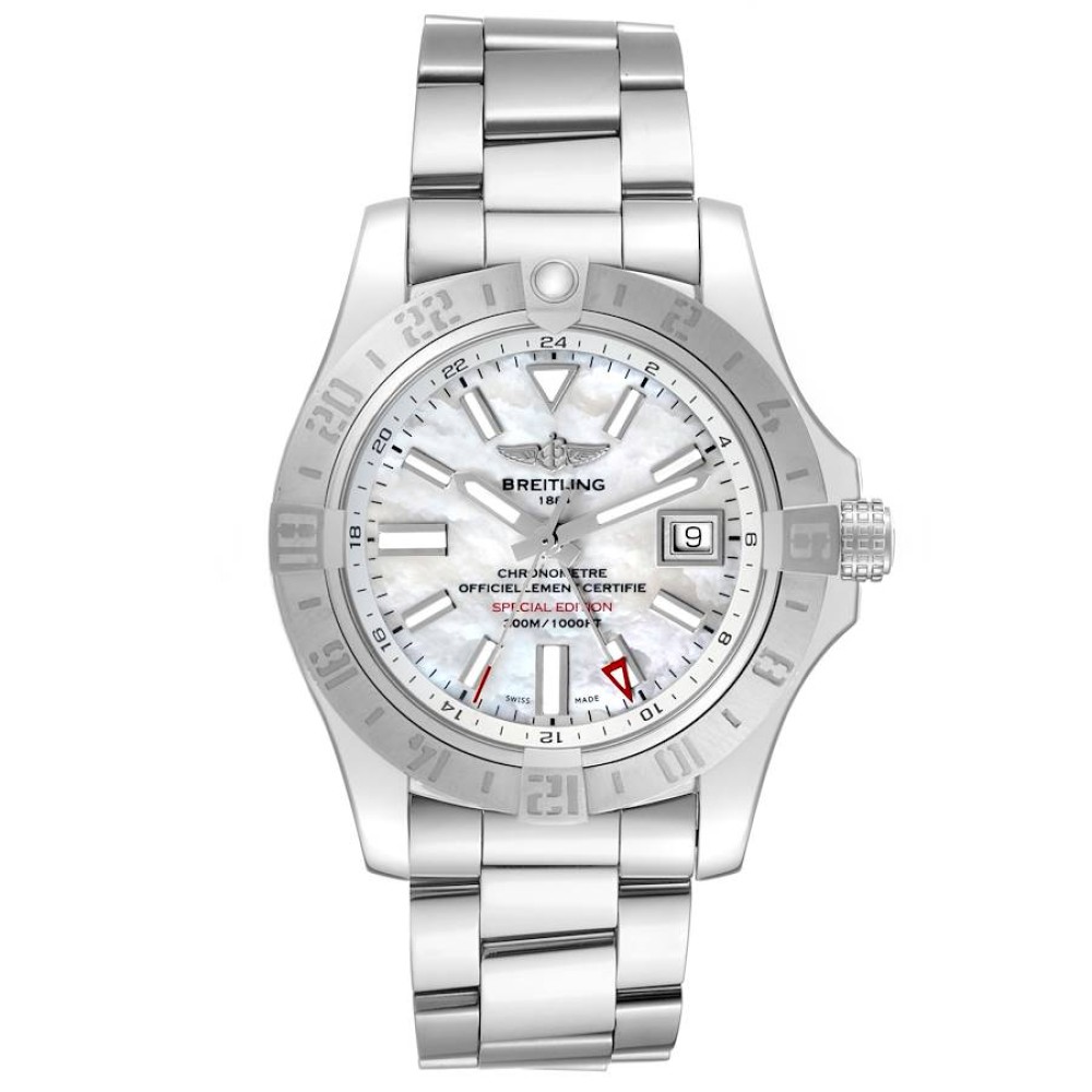 Breitling Avenger II GMT Mother of Pearl Dial Steel Mens Watch A32390 Breitling Avenger II GMT Mother of Pearl Dial Steel Mens Watch A32390