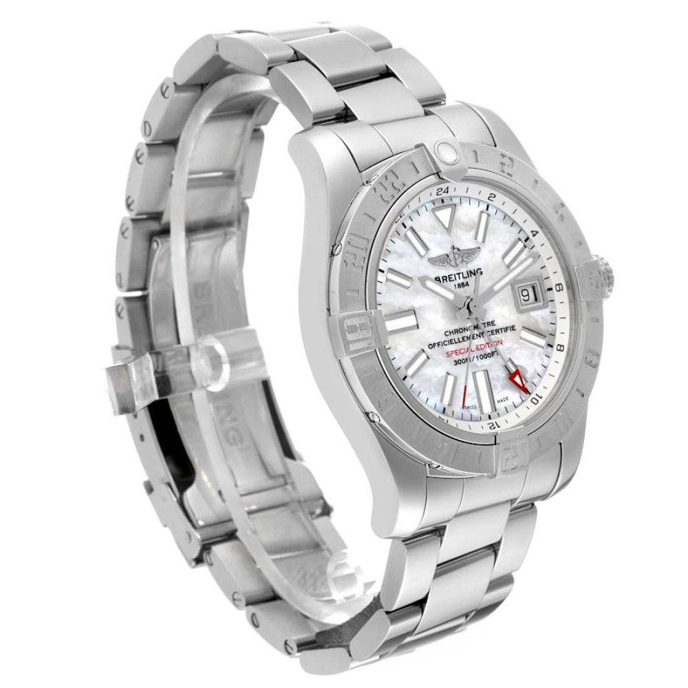Breitling Avenger II GMT Mother of Pearl Dial Steel Mens Watch A32390 Breitling Avenger II GMT Mother of Pearl Dial Steel Mens Watch A32390