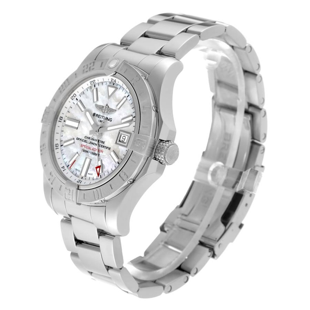 Breitling Avenger II GMT Mother of Pearl Dial Steel Mens Watch A32390 Breitling Avenger II GMT Mother of Pearl Dial Steel Mens Watch A32390