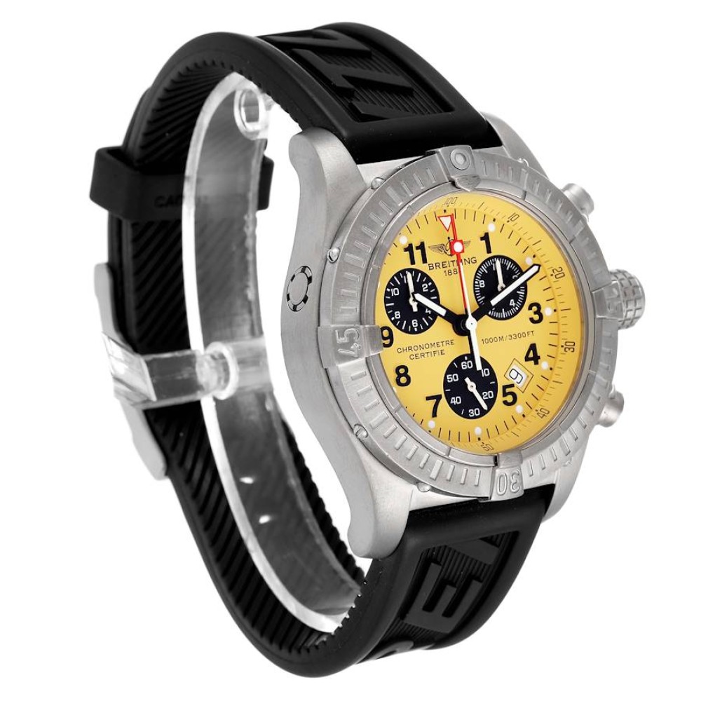 Breitling Aeromarine Chrono Avenger M1 Yellow Dial Titanium Mens Watch E73360 Breitling Aeromarine Chrono Avenger M1 Yellow Dial Titanium Mens Watch E73360