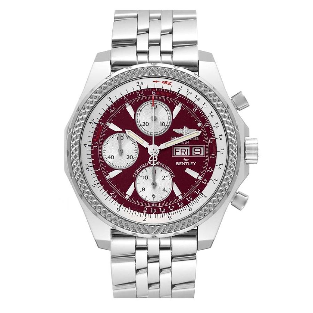 Breitling Bentley Motors GT Burgundy Dial Steel Mens Watch A13362 Breitling Bentley Motors GT Burgundy Dial Steel Mens Watch A13362