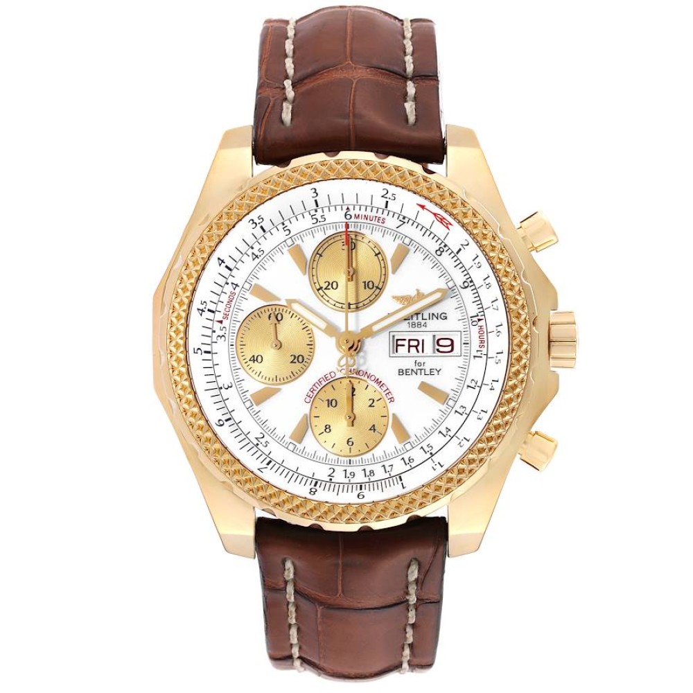 Breitling Bentley Motors GT White Dial Yellow Gold Mens Watch K13362 Breitling Bentley Motors GT White Dial Yellow Gold Mens Watch K13362
