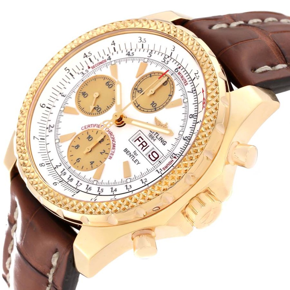 Breitling Bentley Motors GT White Dial Yellow Gold Mens Watch K13362 Breitling Bentley Motors GT White Dial Yellow Gold Mens Watch K13362