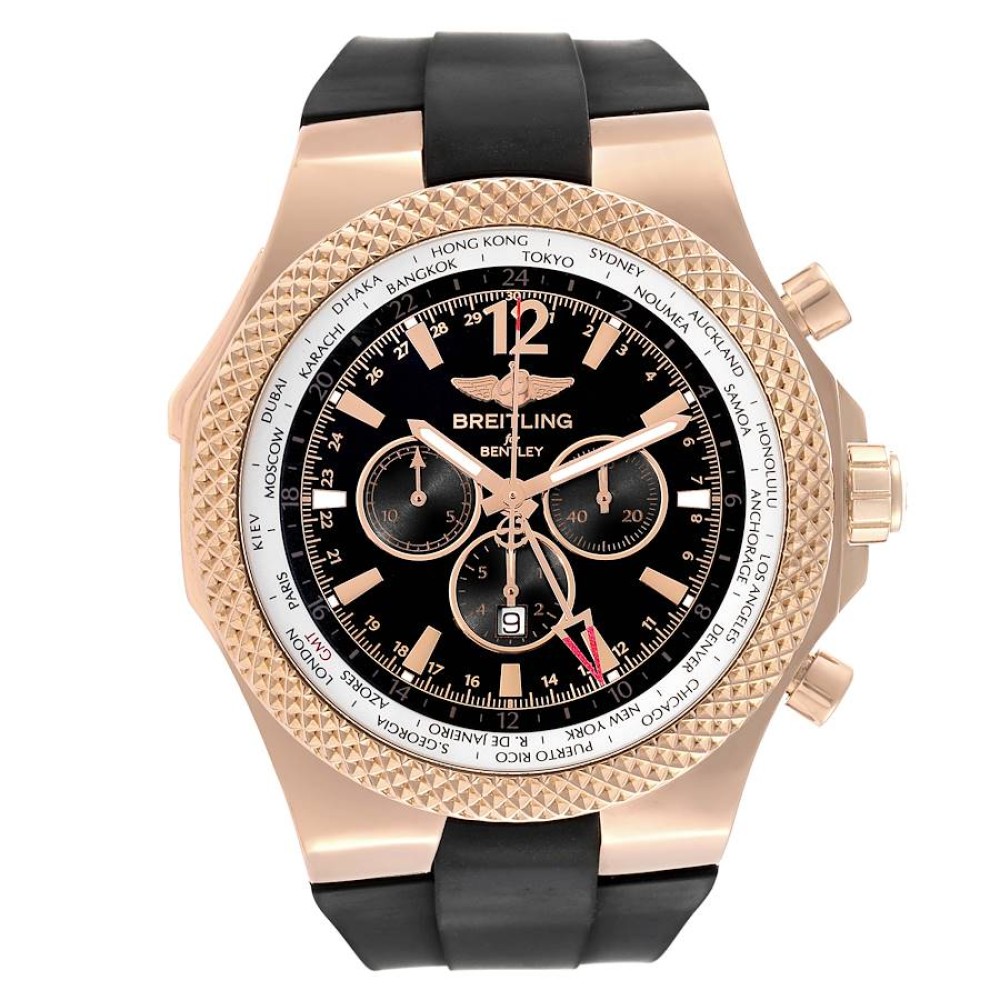 Breitling Bentley GMT Black Dial Rose Gold Mens Watch R47362 Breitling Bentley GMT Black Dial Rose Gold Mens Watch R47362