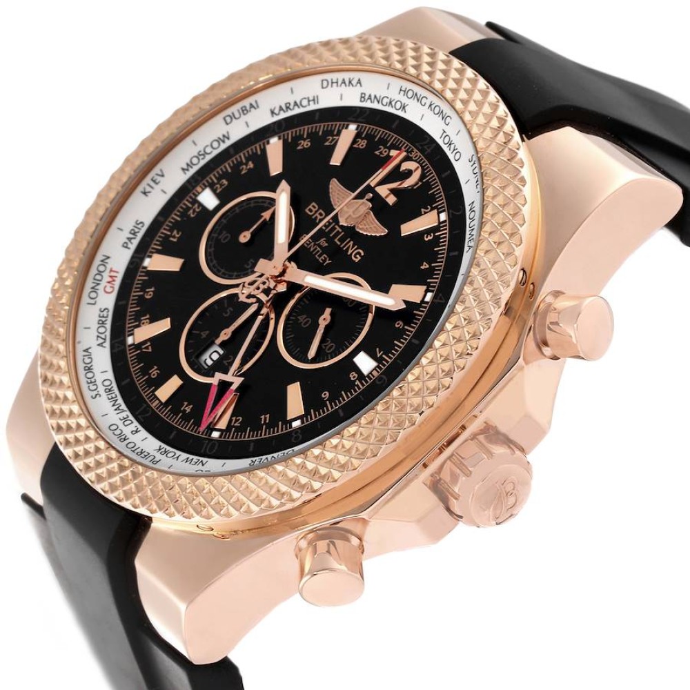 Breitling Bentley GMT Black Dial Rose Gold Mens Watch R47362 Breitling Bentley GMT Black Dial Rose Gold Mens Watch R47362
