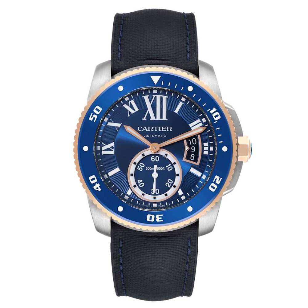 Cartier Calibre Diver Steel Rose Gold Blue Dial Mens Watch W2CA0008 Cartier Calibre Diver Steel Rose Gold Blue Dial Mens Watch W2CA0008