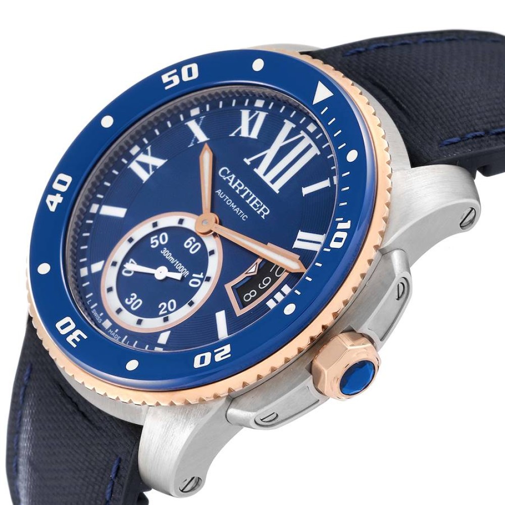 Cartier Calibre Diver Steel Rose Gold Blue Dial Mens Watch W2CA0008 Cartier Calibre Diver Steel Rose Gold Blue Dial Mens Watch W2CA0008